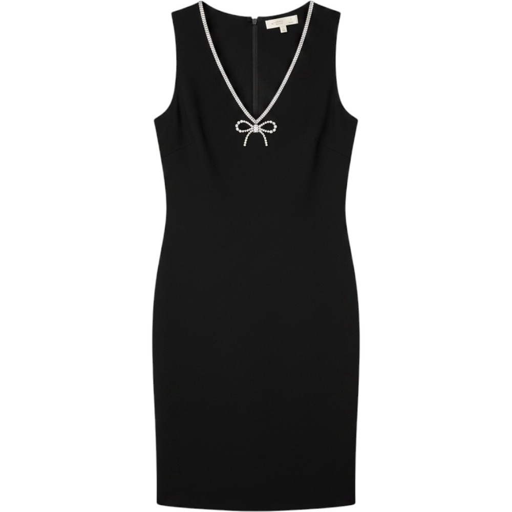 NWT LC Lauren Conrad Womens Black Rhinestone V-Neck Bow Shift Dress WL5HY005RS